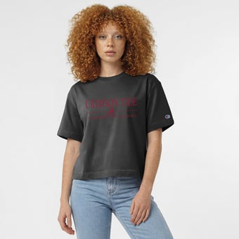 Women's Champion  Black Alabama Crimson Tide Waist Length Wordmark T-Shirt