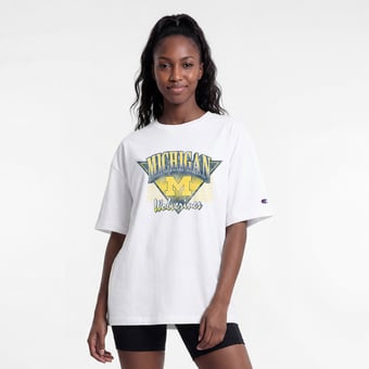 Women's Champion  White Michigan Wolverines Retro Oversized T-Shirt