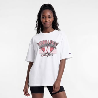 Women's Champion  White Nebraska Huskers Retro Oversized T-Shirt