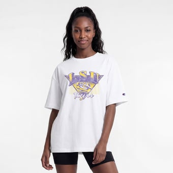 Women's Champion  White LSU Tigers Retro Oversized T-Shirt