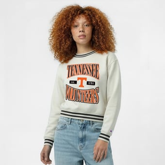 Women's Champion  White Tennessee Volunteers Yarn Dye Rib Reverse Weave Crew Sweatshirt