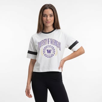 Women's Champion  White Washington Huskies Retro Oversized T-Shirt