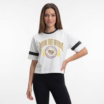Women's Champion  White LSU Tigers Retro Oversized T-Shirt