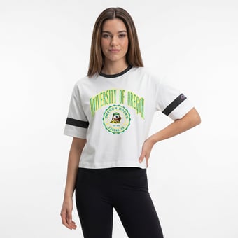 Women's Champion  White Oregon Ducks Retro Oversized T-Shirt