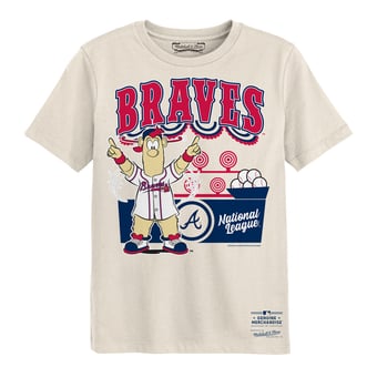 Preschool Mitchell & Ness  Cream Atlanta Braves Step Back Up T-Shirt