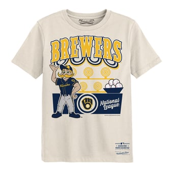 Preschool Mitchell & Ness  Cream Milwaukee Brewers Step Back Up T-Shirt