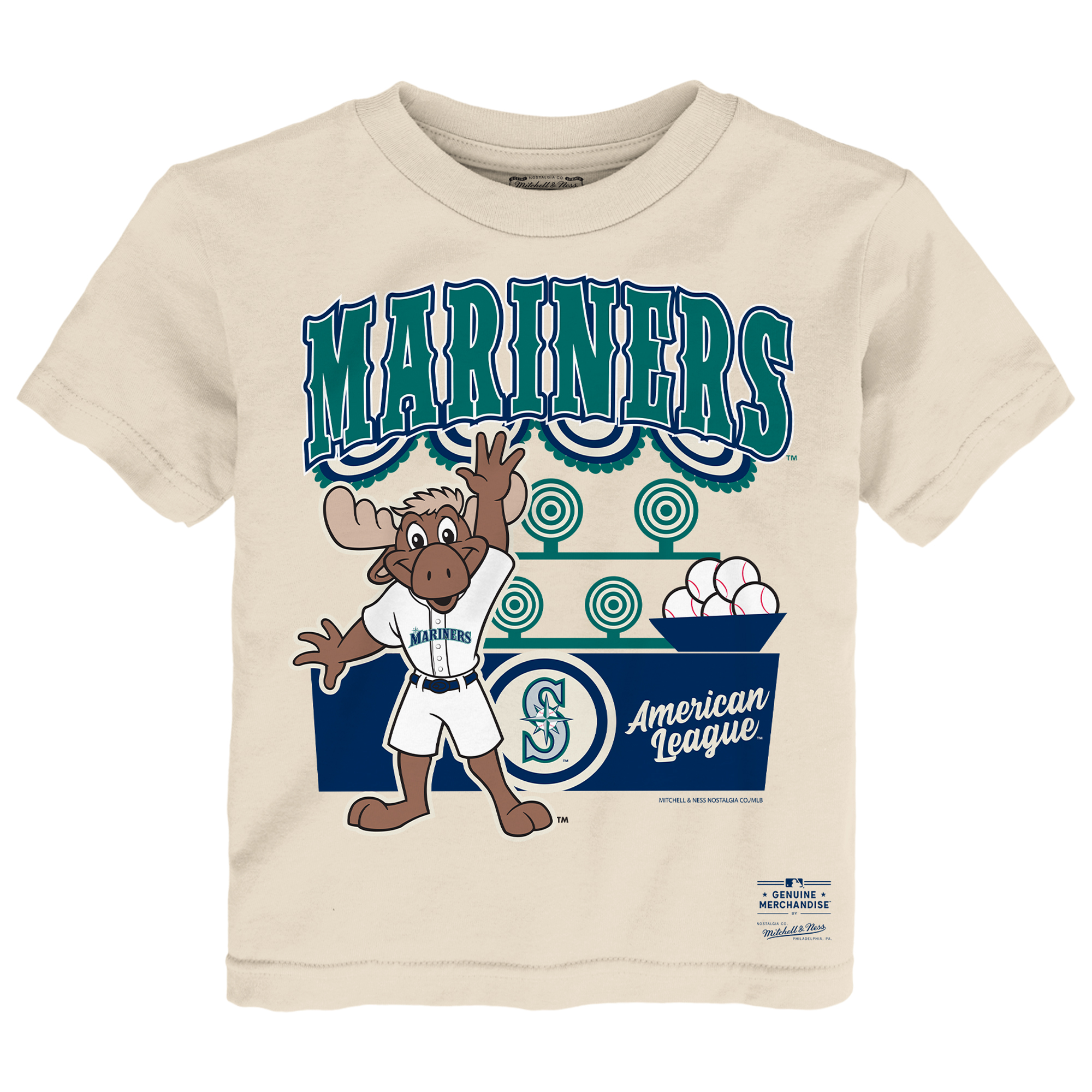 Toddler Mitchell & Ness  Cream Seattle Mariners Step Back Up T-Shirt