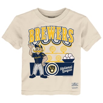 Toddler Mitchell & Ness  Cream Milwaukee Brewers Step Back Up T-Shirt