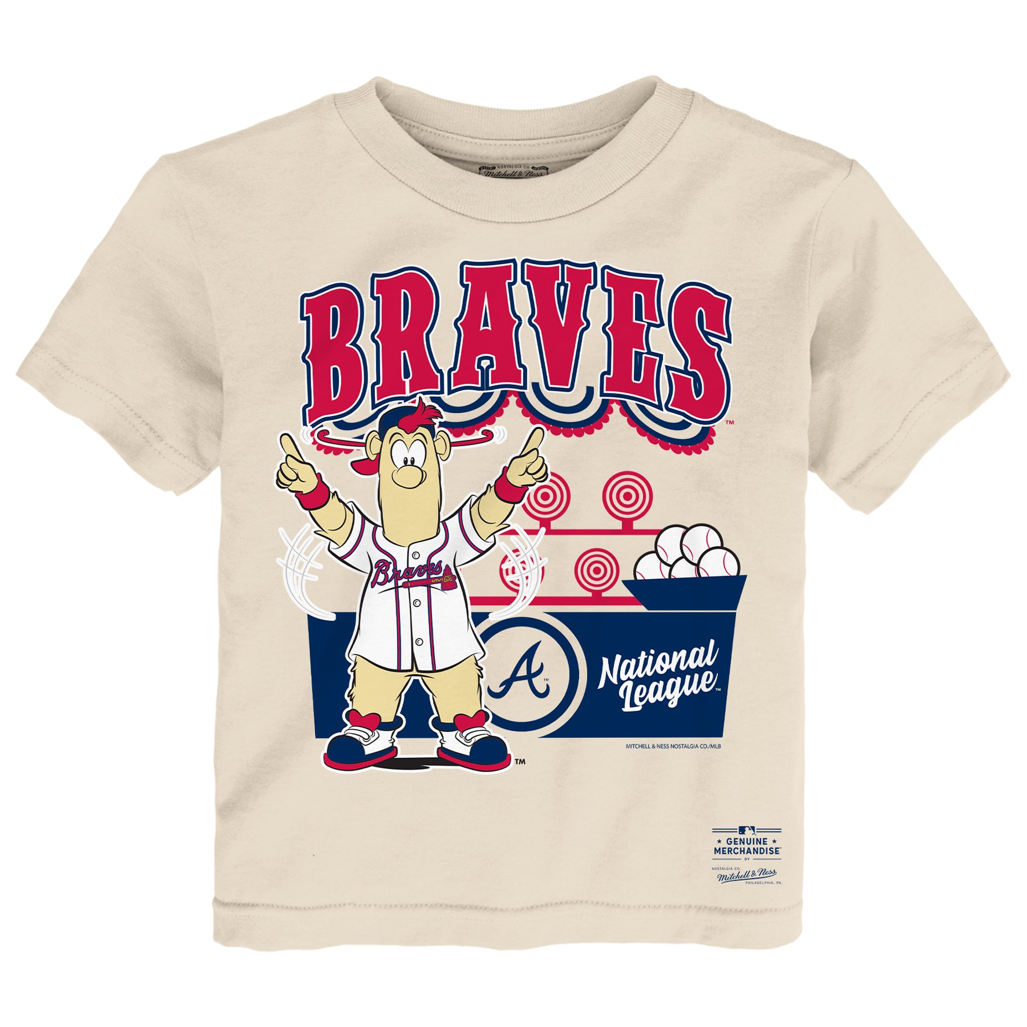 Toddler Mitchell & Ness Cream Atlanta Braves Step Back Up T-Shirt