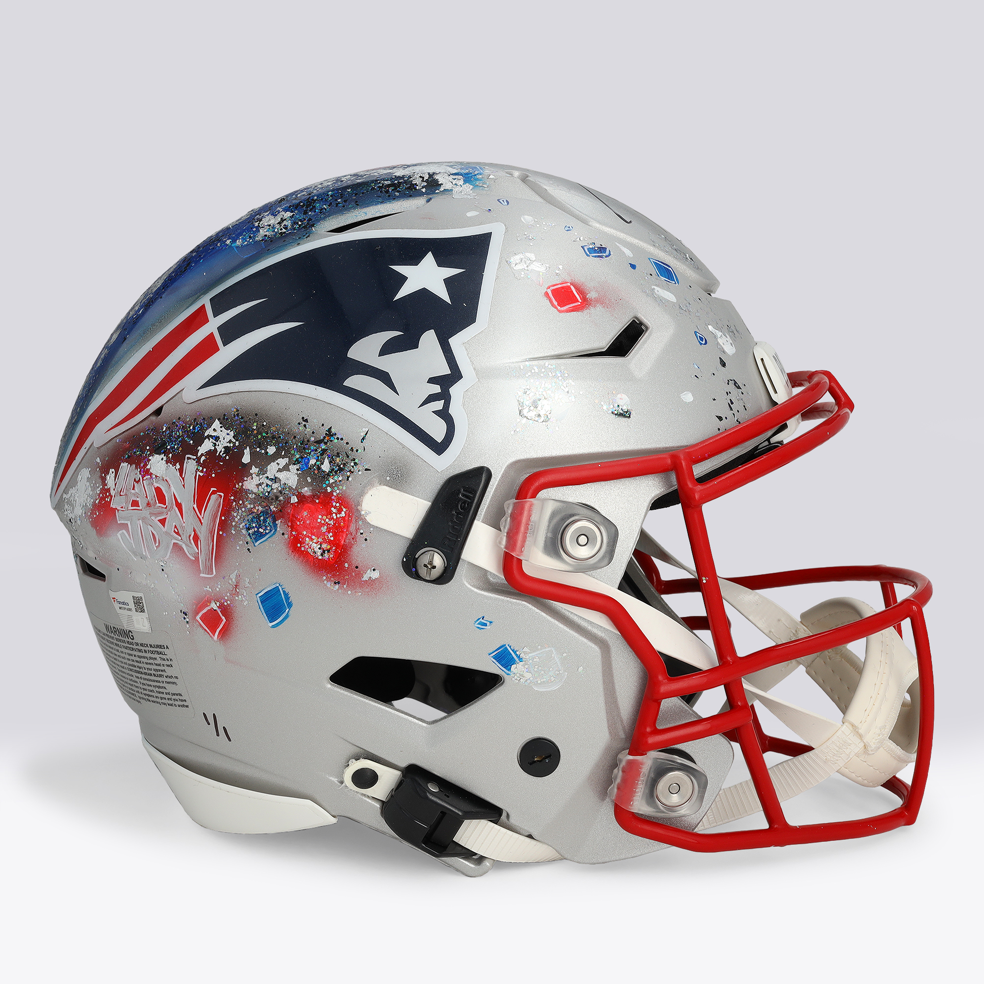 Tom Brady New England Patriots Autographed Riddell Speed Flex Authentic Helmet - Art by Lady Jday - Limited Edition #1/1