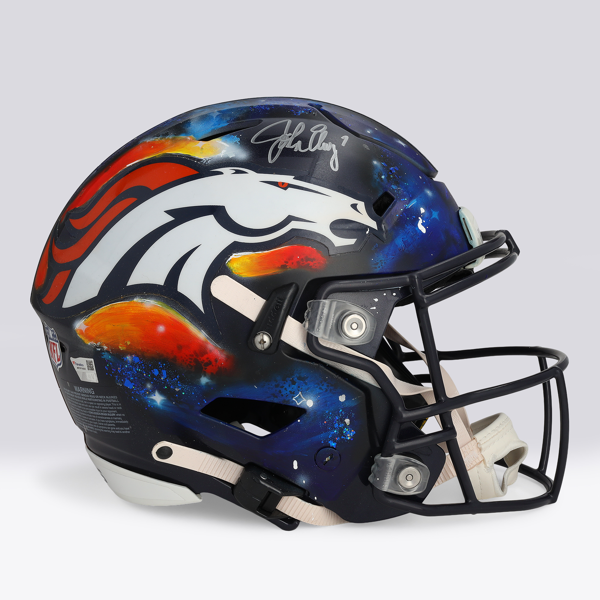 John Elway Denver Broncos Autographed Riddell 1997-2023 Throwback Speed Flex Authentic Helmet - Art by Lady Jday - Limited Edition #1/1