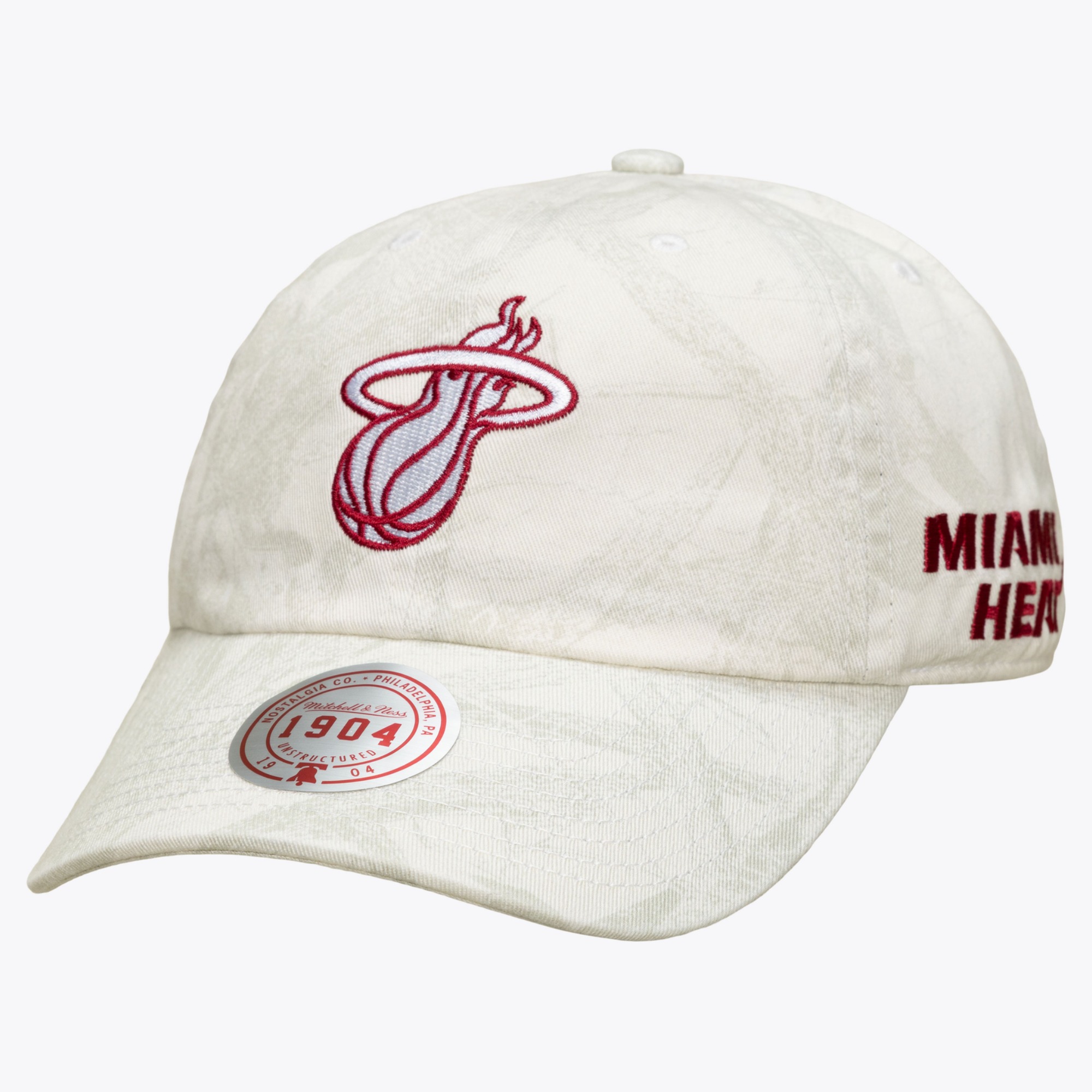 Mitchell & Ness Adult Miami Heat Strapback Adjustable Hat, Men's, White