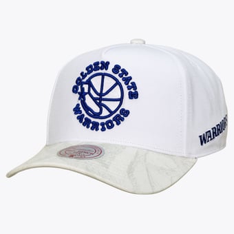 Men's Mitchell & Ness White Golden State Warriors Ghosted Pro Adjustable Hat