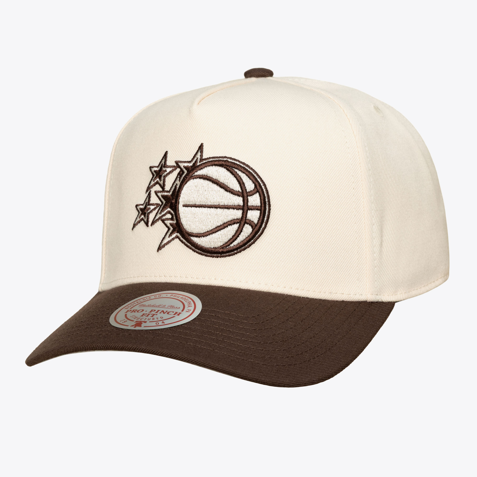 Mitchell & Ness Men's Cream Orlando Magic Brown and Cream Pro Pinch Snapback Hat - Cream