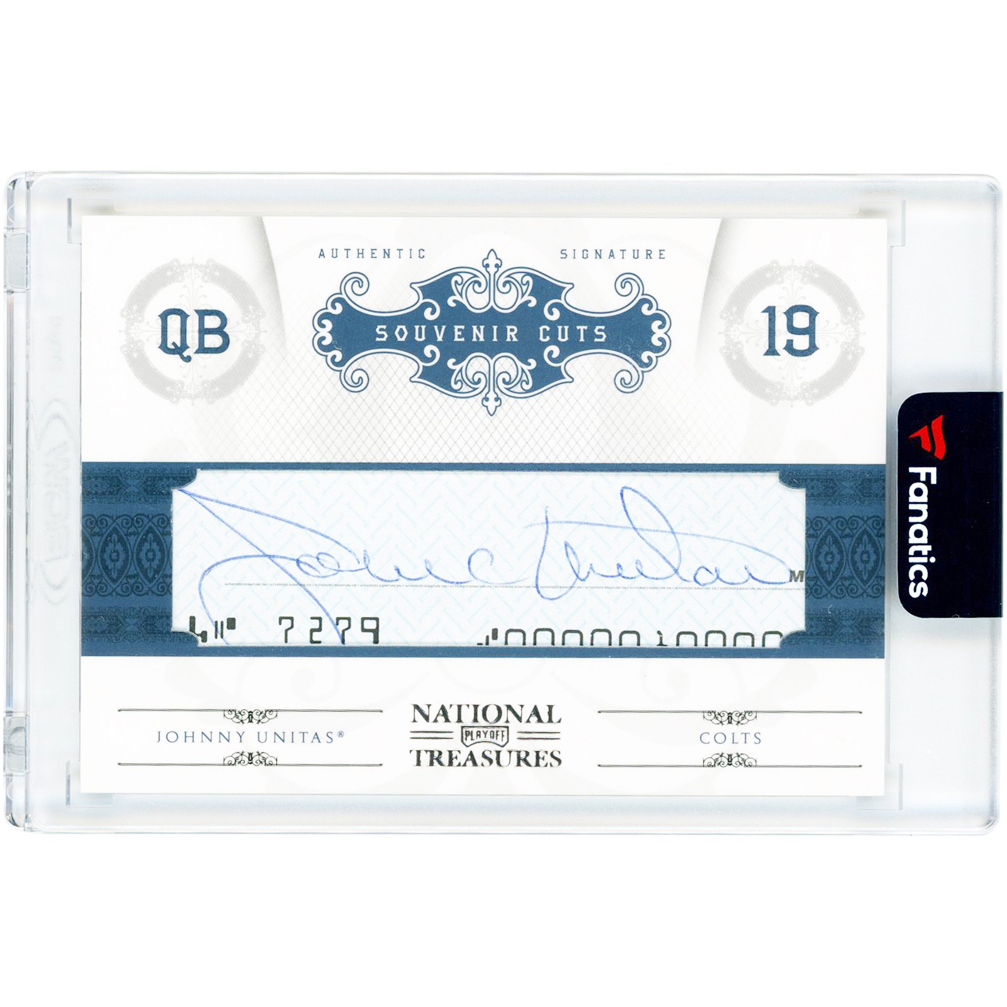 Johnny Unitas Baltimore Colts Autographed 2011 Panini National Treasures Souvenir Cuts #9 #24/40 Card