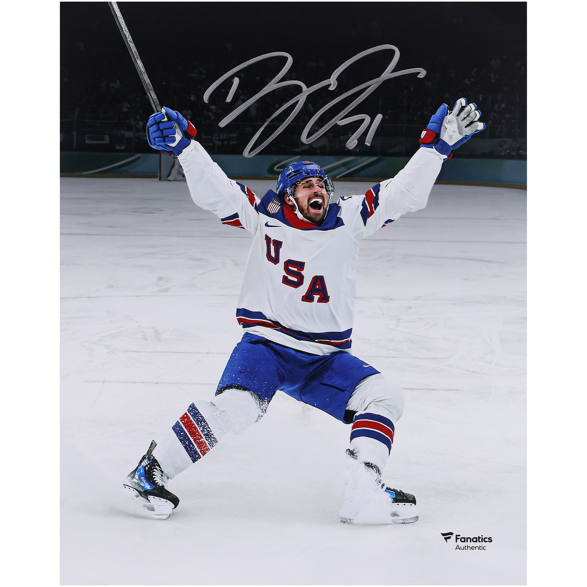 Dylan Larkin Team USA Autographed 8" x 10" 2026 Winter Olympics Gold Medal Winner Photograph