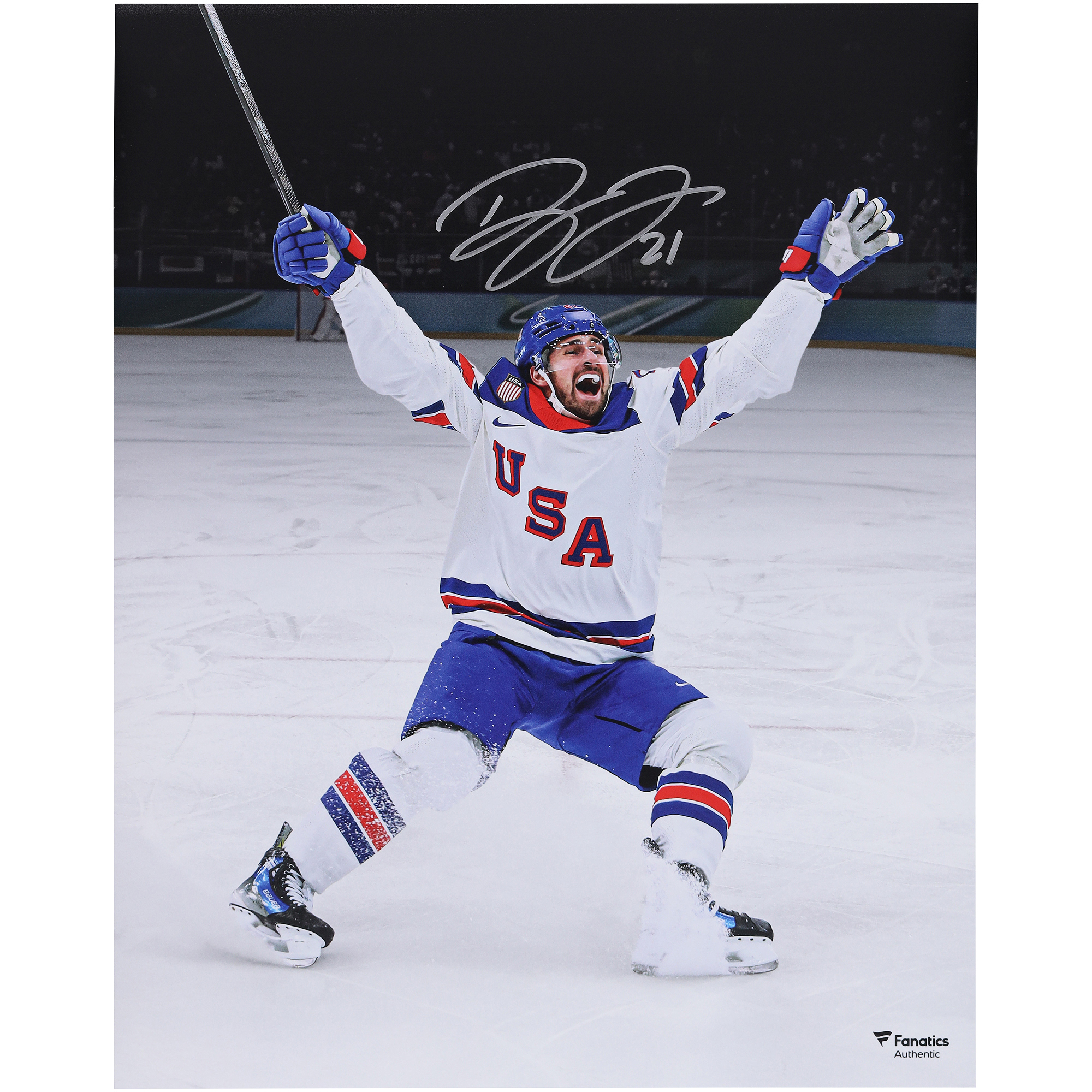Dylan Larkin Team USA Autographed 16" x 20" 2026 Winter Olympics Gold Medal Winner Photograph