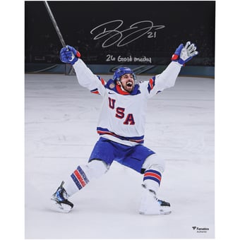 Dylan Larkin Team USA Autographed 16" x 20" 2026 Winter Olympics Gold Medal Winner Photograph with "26 Gold Medal" Inscription