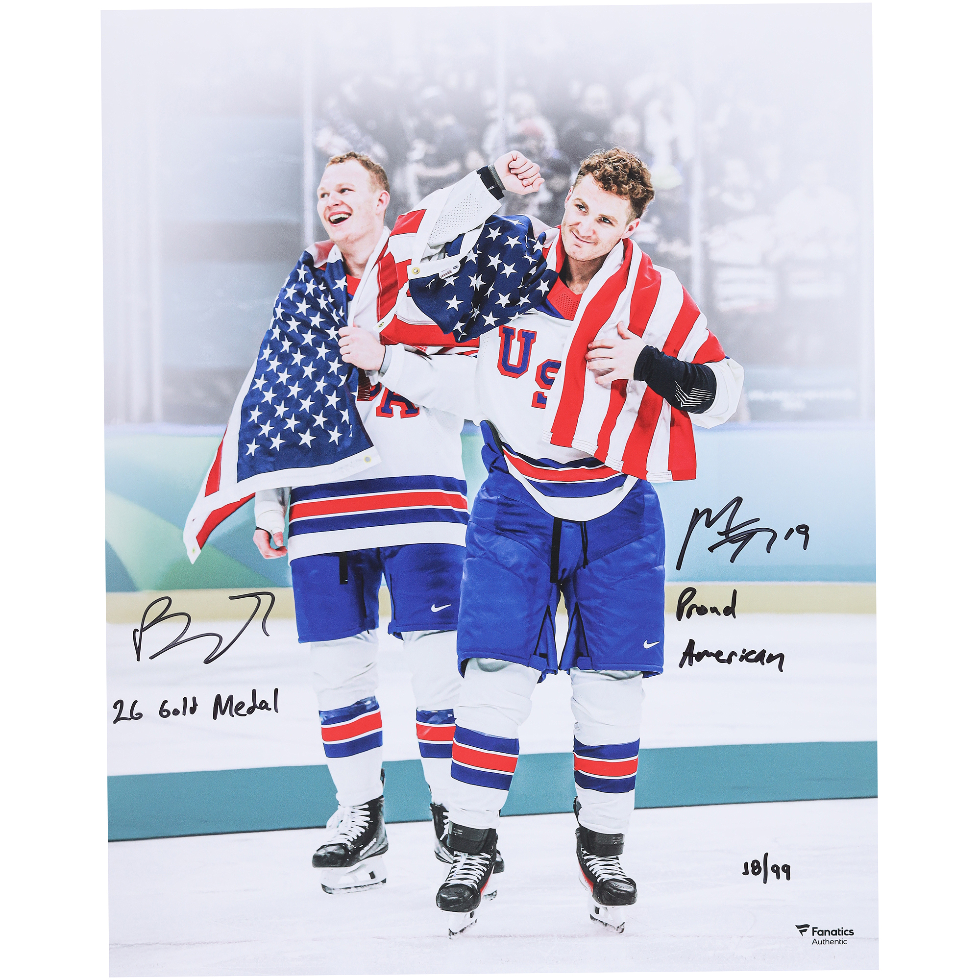 Matthew Tkachuk & Brady Tkachuk Team USA Autographed 16″ x 20″ 2026 Olympic Gold Medal Winners Photograph with Multiple Inscriptions – Limited Edition of 99 Matthew Tkachuk & Brady Tkachuk Team USA Autographed 16″ x 20″ 2026 Olympic Gold Medal Winners Photograph with Multiple Inscriptions – Limited Edition of 99
