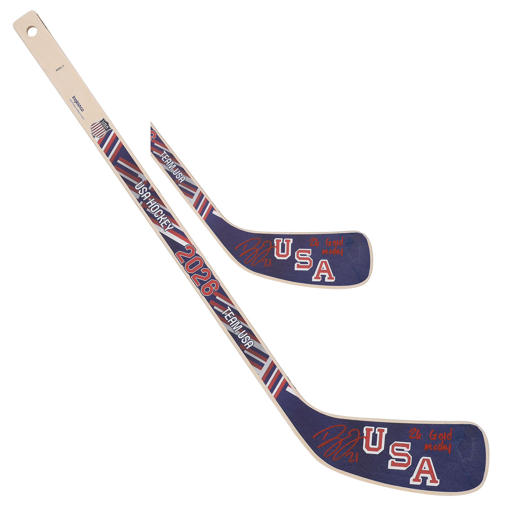 Dylan Larkin Team USA Autographed 2026 Winter Olympics Mini Wood Stick with "26 Gold Medal" Inscription