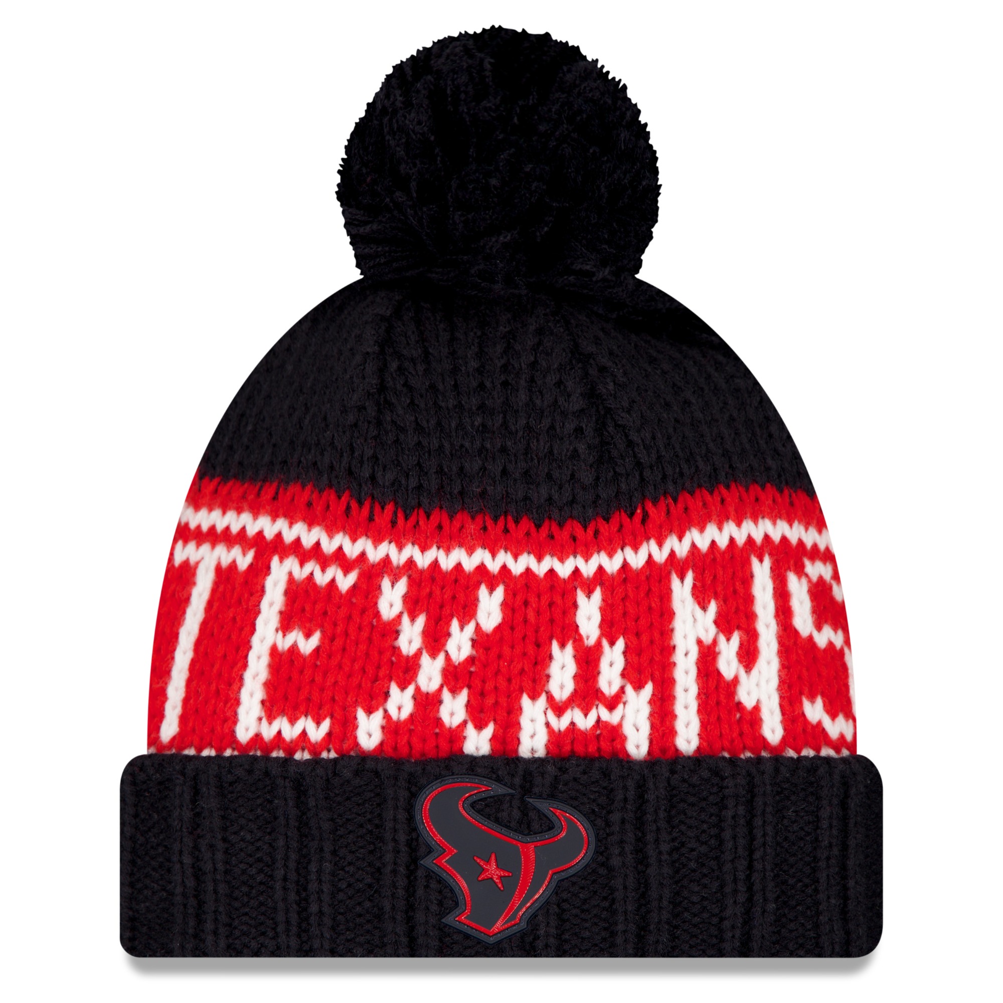 Women's New Era Navy Houston Texans 2026 Sideline Cold Weather  Cuffed Knit Hat with Pom