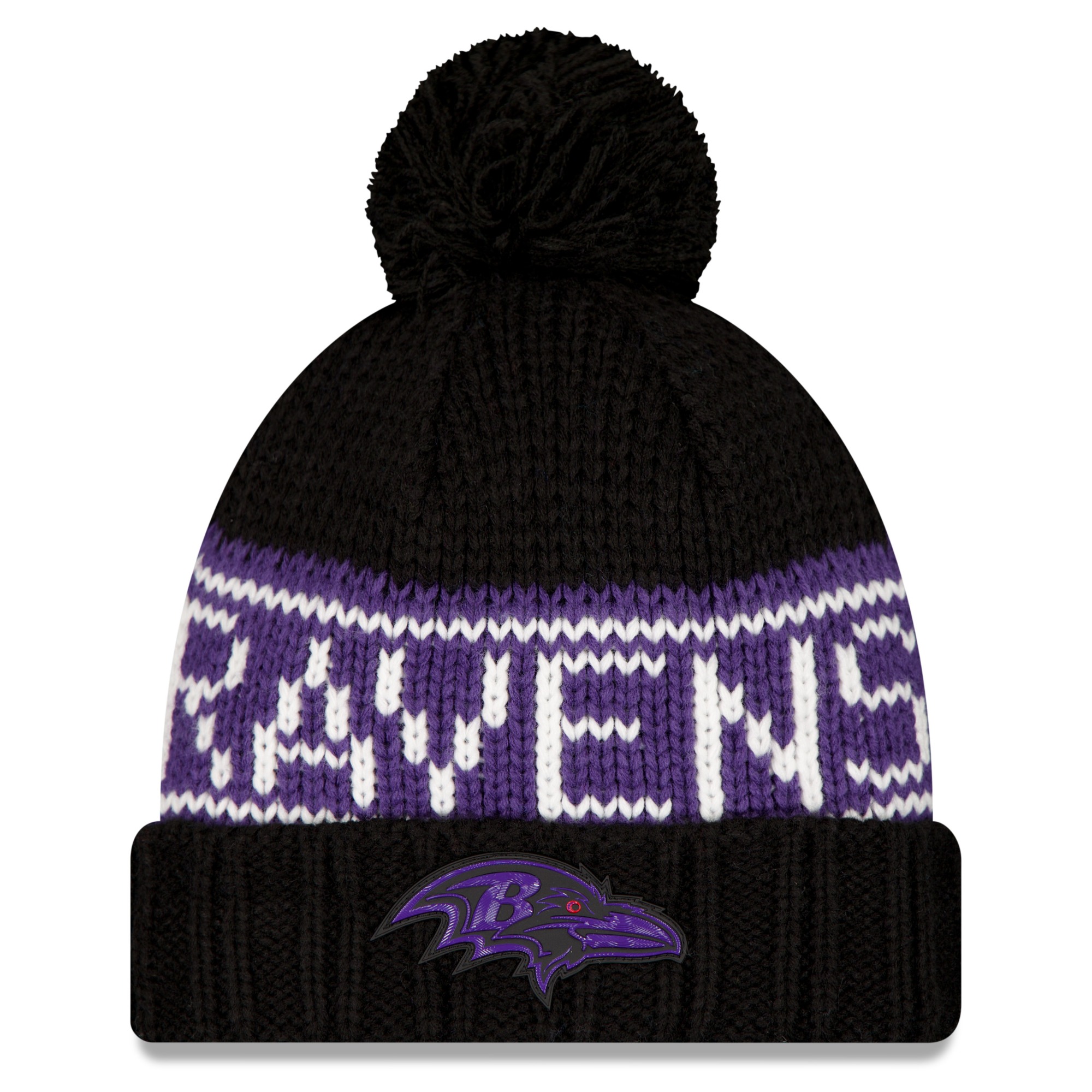 Women's New Era Black Baltimore Ravens 2026 Sideline Cold Weather  Cuffed Knit Hat with Pom