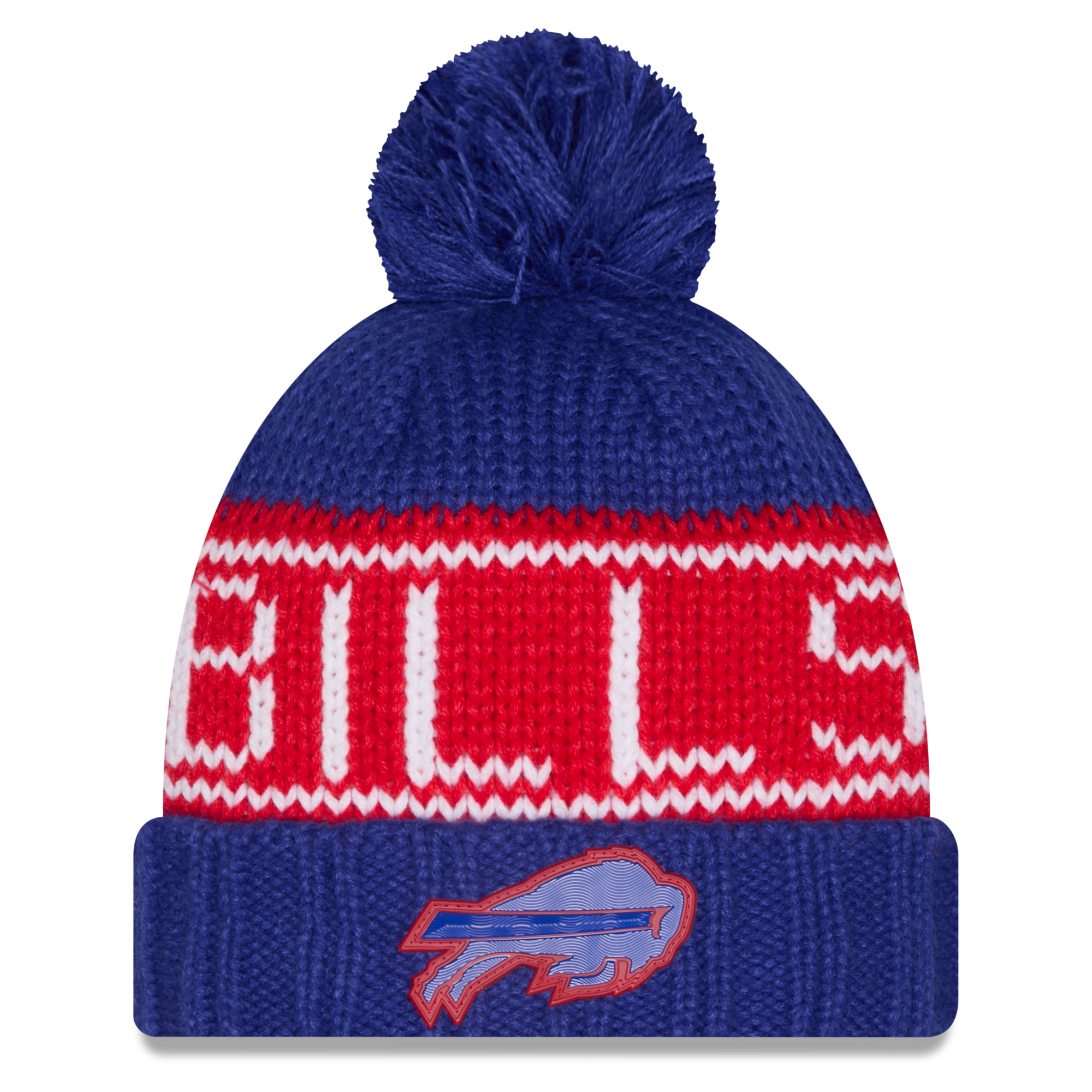Women's New Era Royal Buffalo Bills 2026 Sideline Cold Weather  Cuffed Knit Hat with Pom