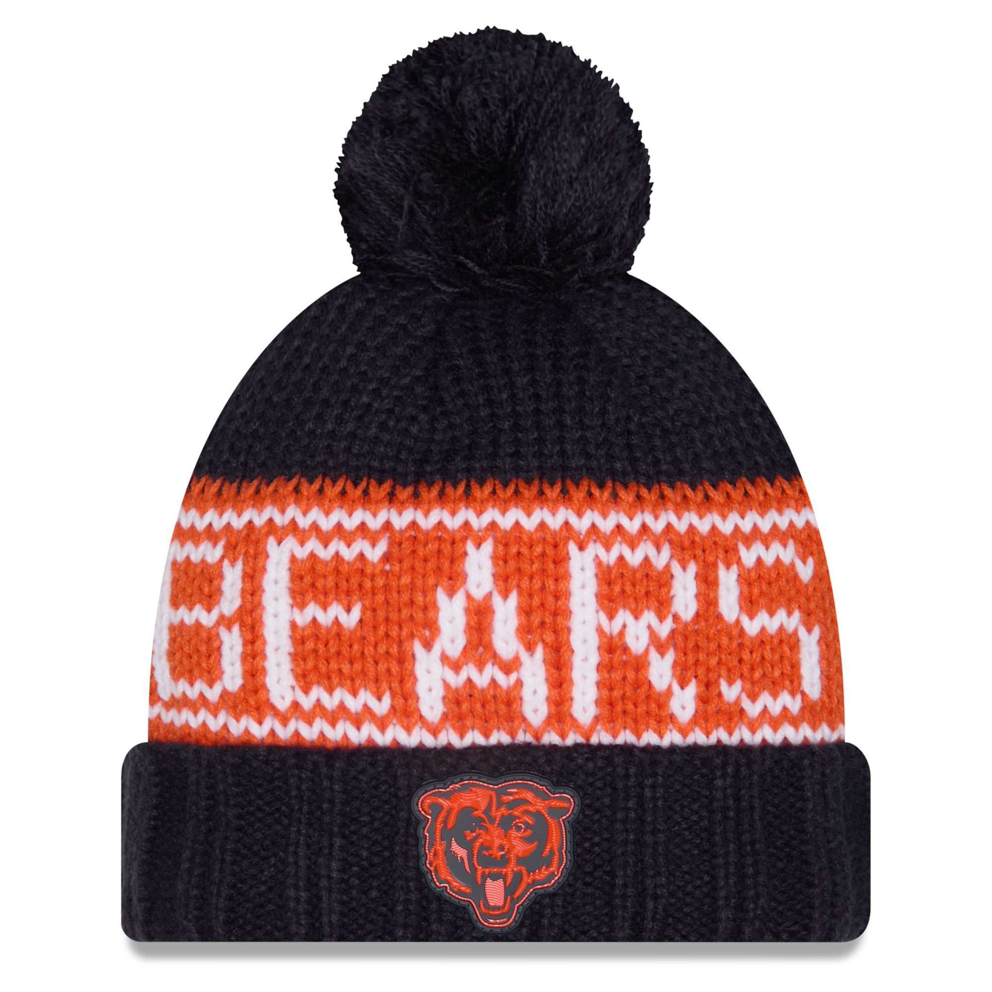 Women's New Era Navy Chicago Bears 2026 Sideline Cold Weather  Cuffed Knit Hat with Pom
