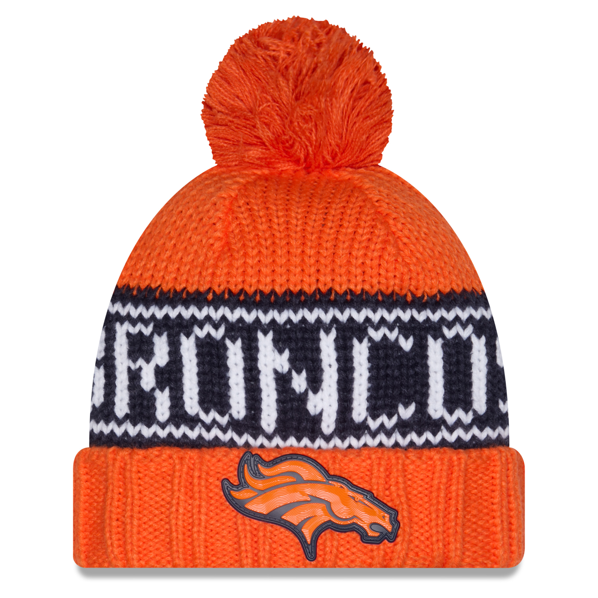 Women's New Era Orange Denver Broncos 2026 Sideline Cold Weather  Cuffed Knit Hat with Pom