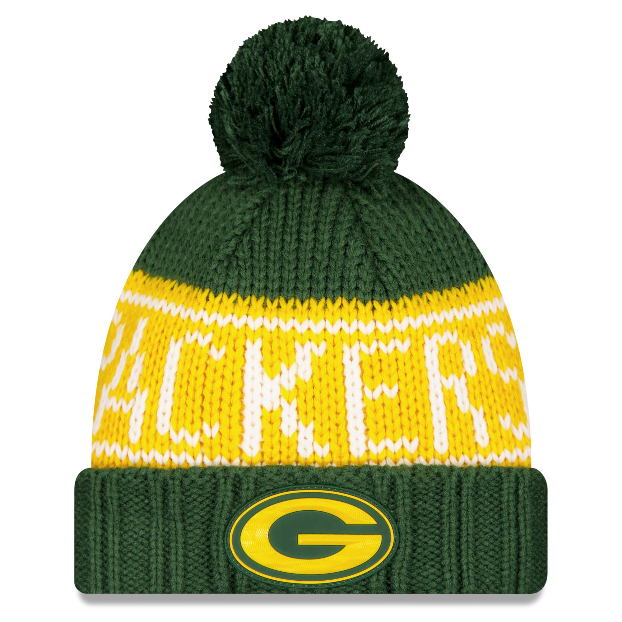 Women's New Era Green Green Bay Packers 2026 Sideline Cold Weather  Cuffed Knit Hat with Pom