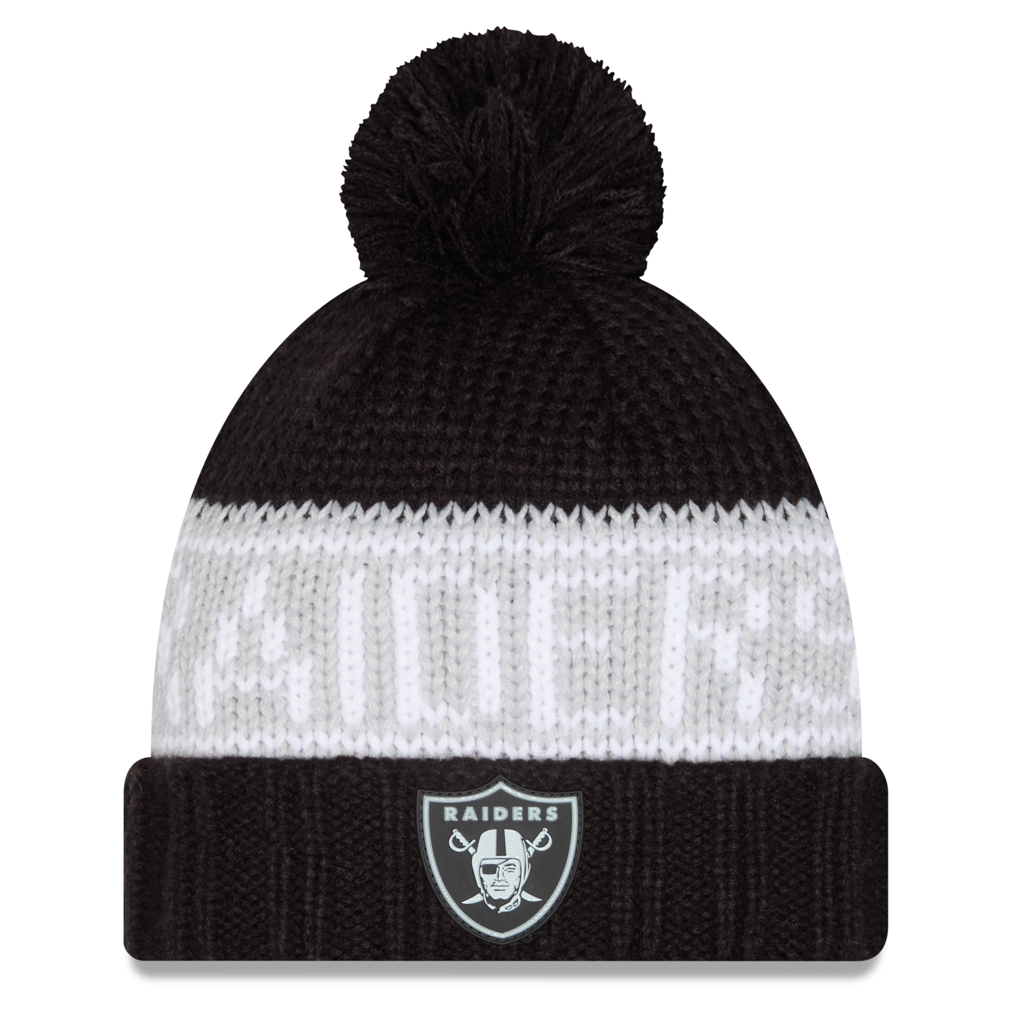 Women's New Era Black Las Vegas Raiders 2026 Sideline Cold Weather  Cuffed Knit Hat with Pom