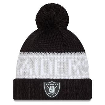 Women's New Era Black Las Vegas Raiders 2026 Sideline Cold Weather  Cuffed Knit Hat with Pom