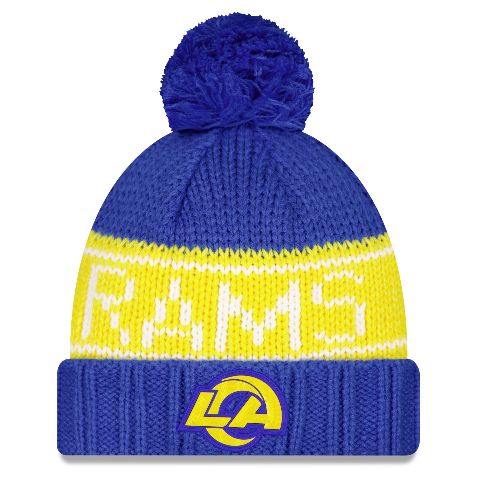 Women's New Era Royal Los Angeles Rams 2026 Sideline Cold Weather  Cuffed Knit Hat with Pom