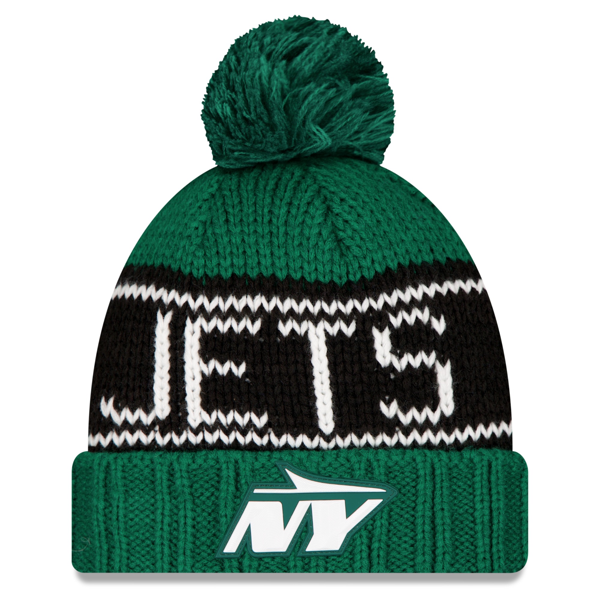 Women's New Era Green New York Jets 2026 Sideline Cold Weather  Cuffed Knit Hat with Pom