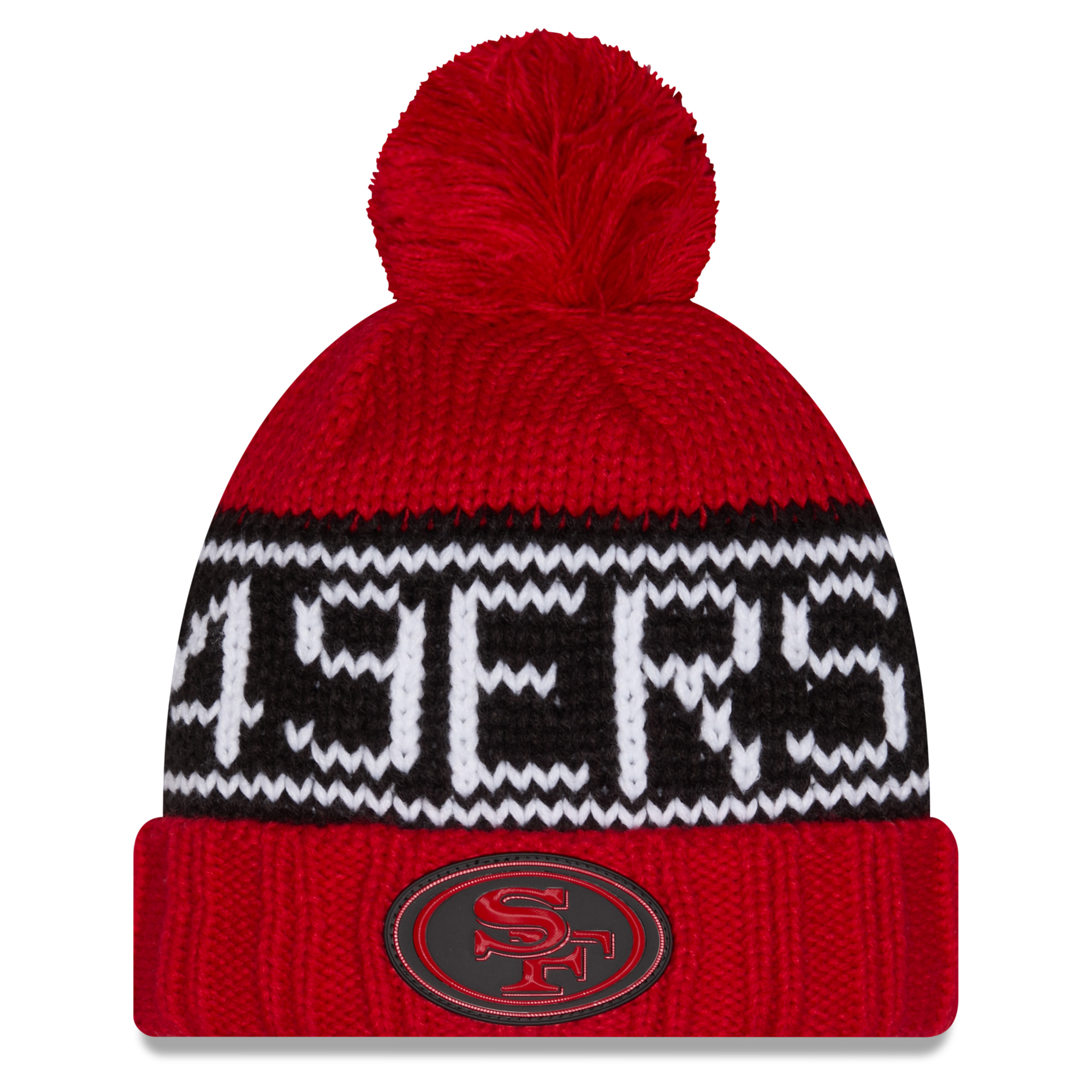 Women's New Era Scarlet San Francisco 49ers 2026 Sideline Cold Weather Cuffed Knit Hat with Pom