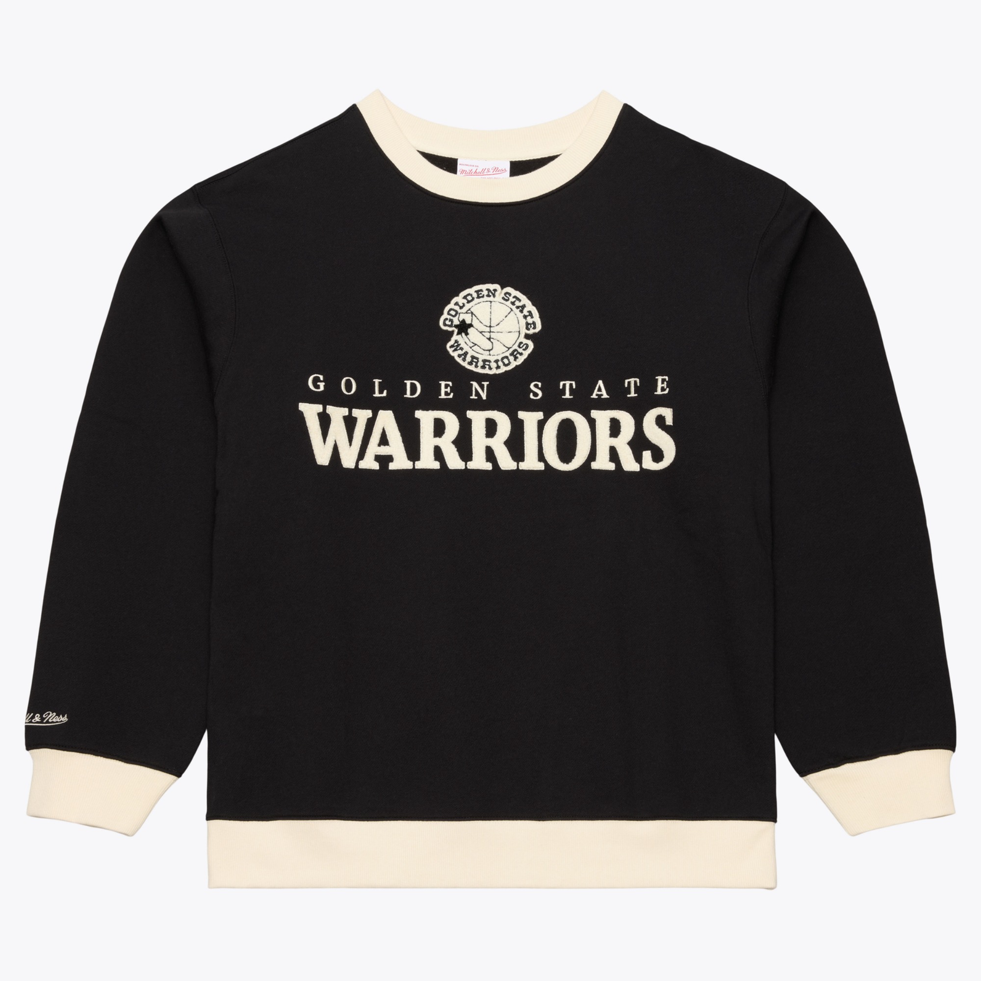 Men's Mitchell & Ness  Black Golden State Warriors Cookies & Cream Fleece Crewneck Sweatshirt