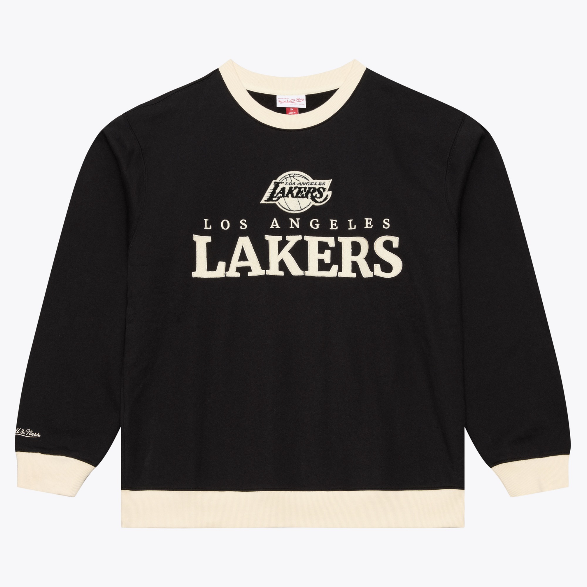 Men's Mitchell & Ness  Black Los Angeles Lakers Cookies & Cream Fleece Crewneck Sweatshirt