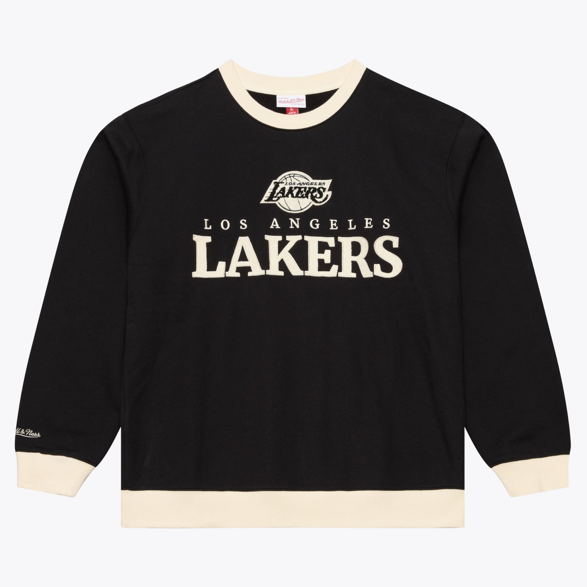 Men's Mitchell & Ness  Black Los Angeles Lakers Cookies & Cream Fleece Crewneck Sweatshirt