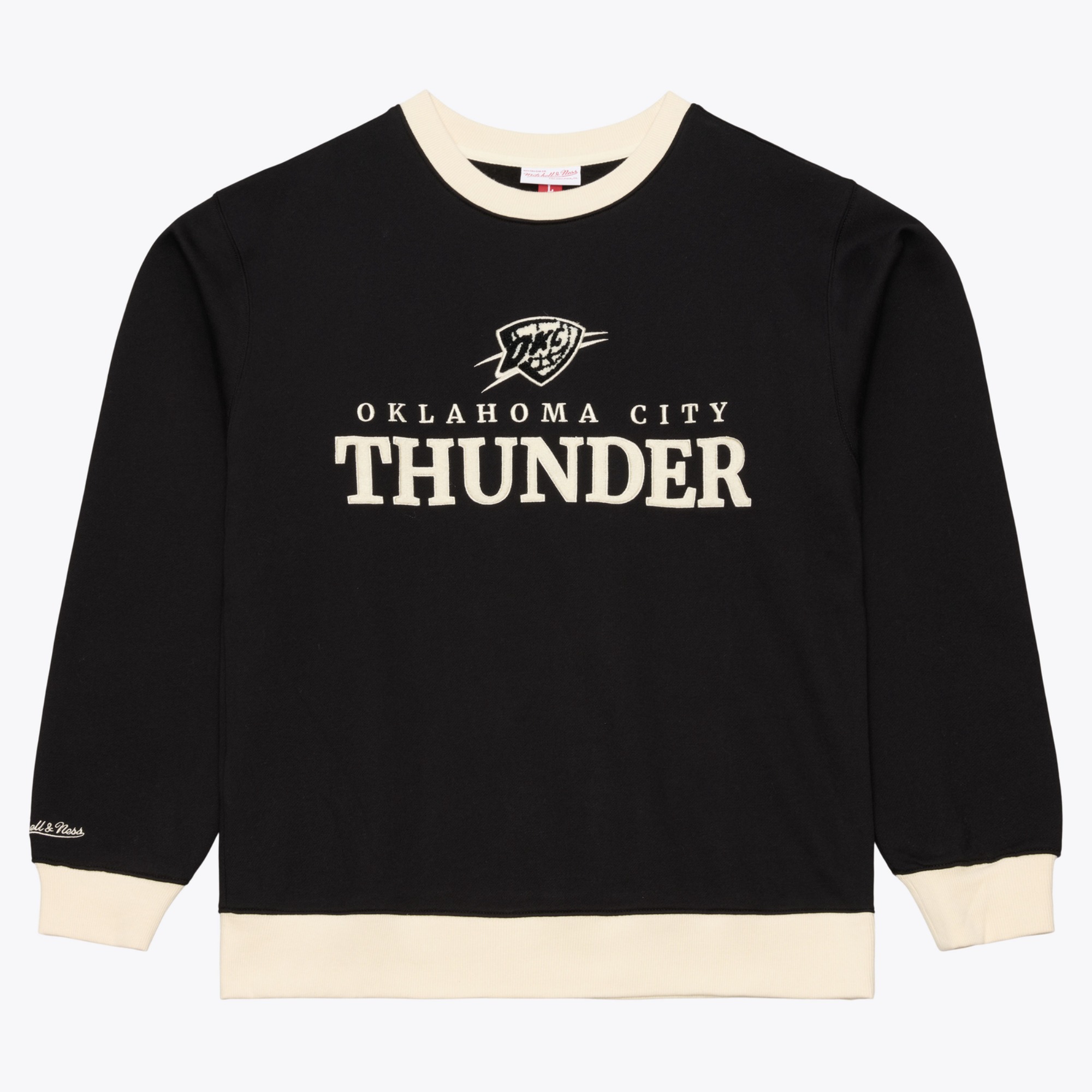 Men's Mitchell & Ness  Black Oklahoma City Thunder Cookies & Cream Fleece Crewneck Sweatshirt