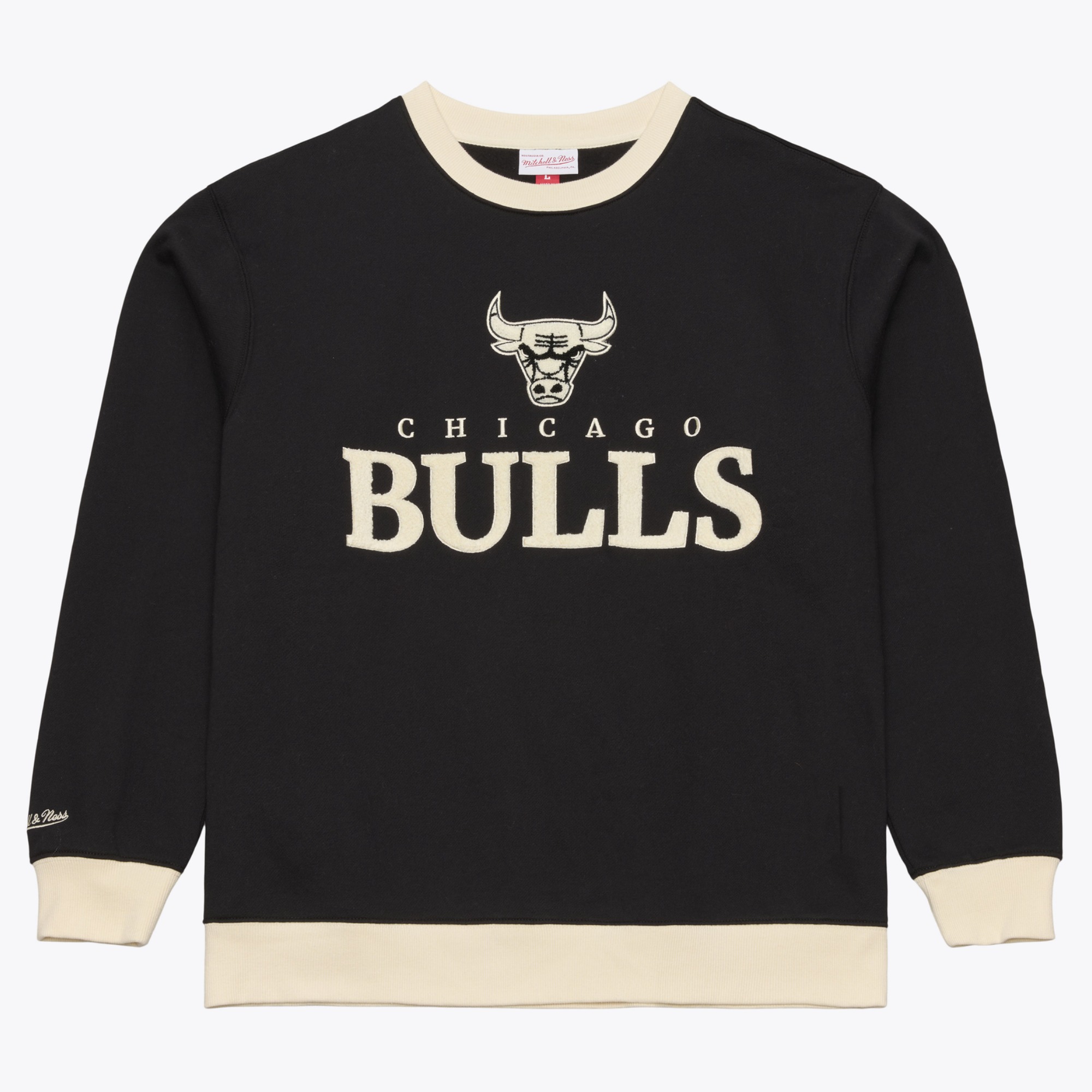 Mitchell & Ness Men's Chicago Bulls Cookies and Cream Crewneck Sweatshirt, Large, Black