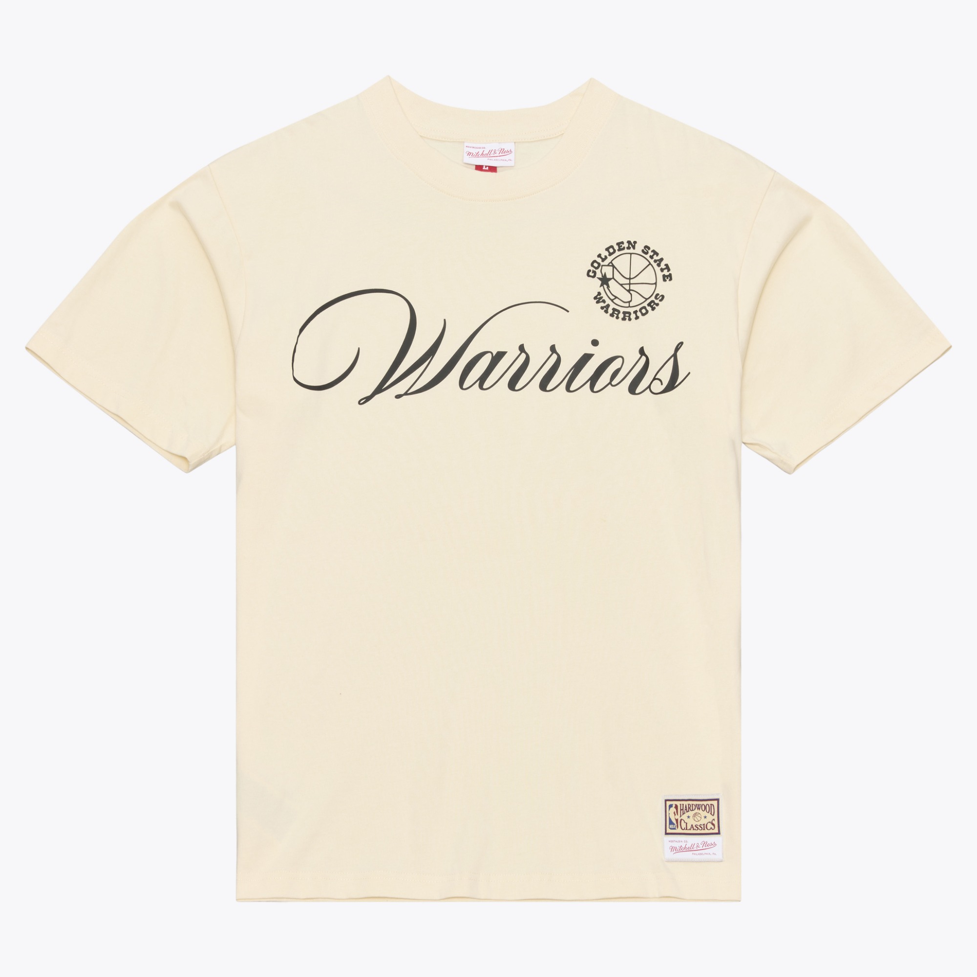 Men's Mitchell & Ness  Cream Golden State Warriors Hardwood Classics Cookies & Cream T-Shirt