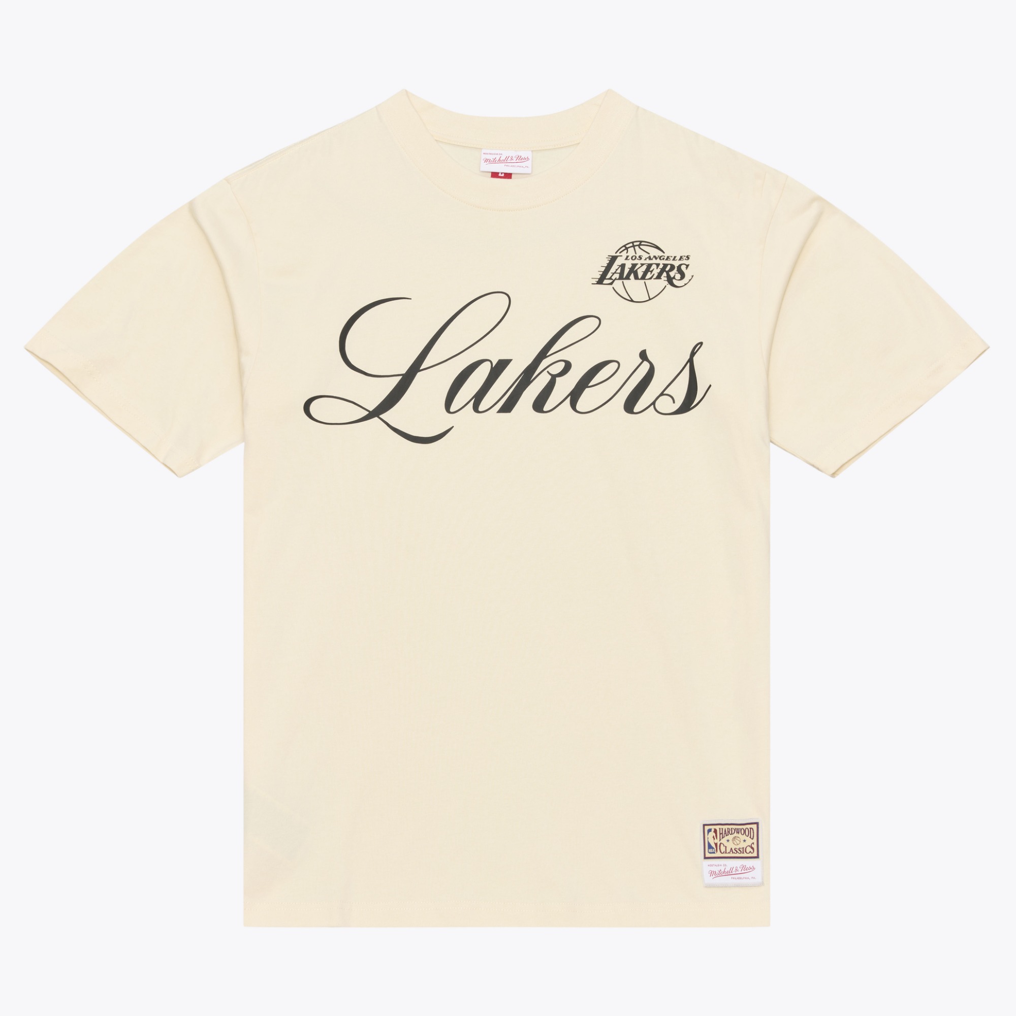 Men's Mitchell & Ness  Cream Los Angeles Lakers Hardwood Classics Cookies & Cream T-Shirt