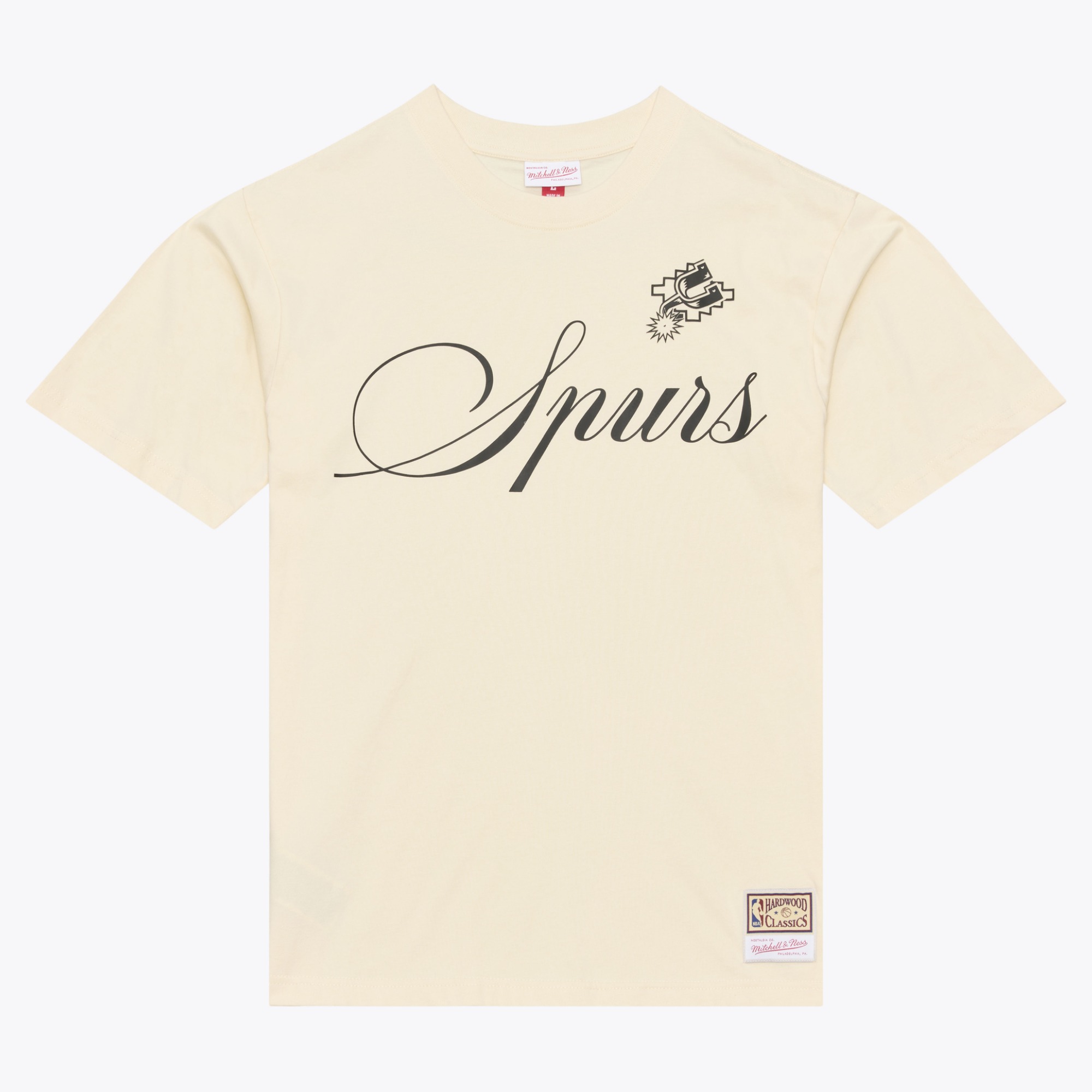 Men's Mitchell & Ness  Cream San Antonio Spurs Hardwood Classics Cookies & Cream T-Shirt