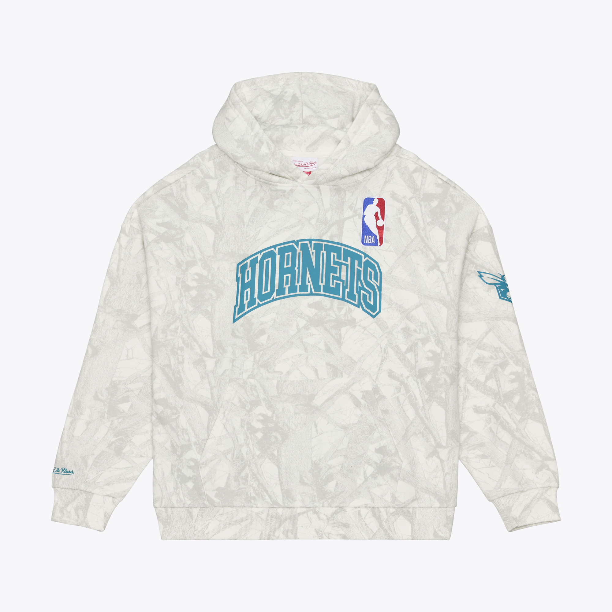Men's Mitchell & Ness  White Charlotte Hornets Ghosted Fleece Hoodie