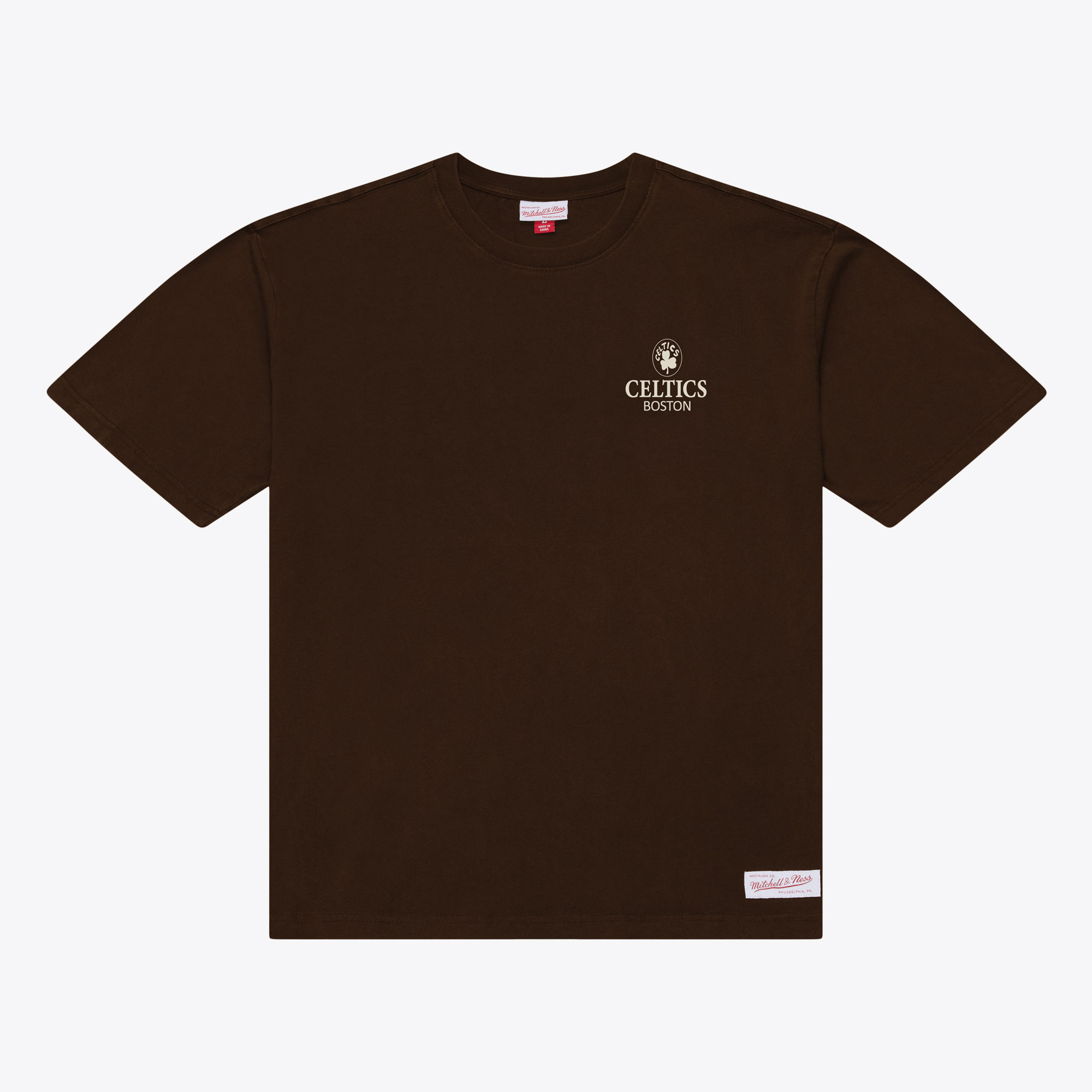 Men's Mitchell & Ness Brown Boston Celtics Essentials Chocolate T-Shirt
