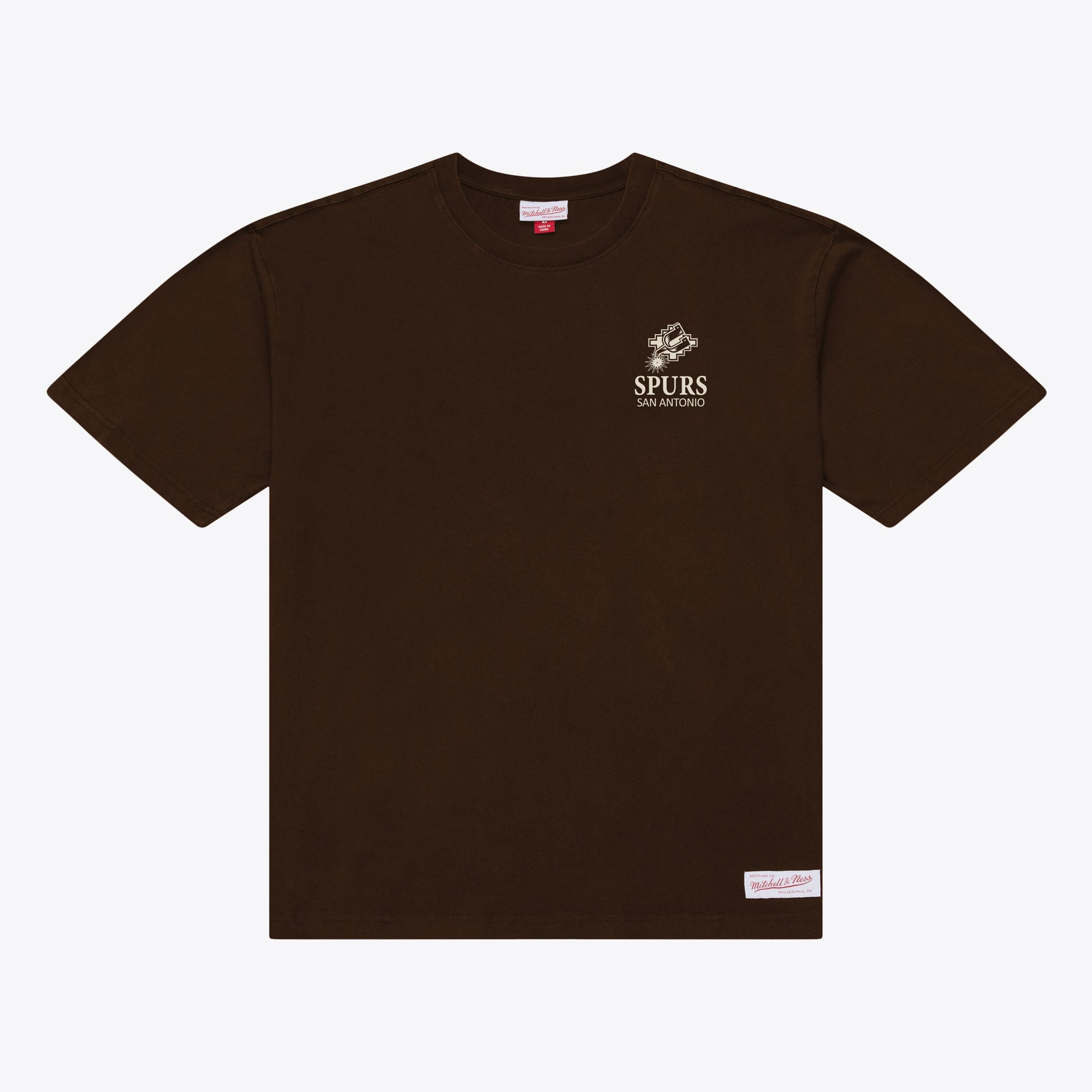 Men's Mitchell & Ness  Brown San Antonio Spurs Essentials Chocolate T-Shirt