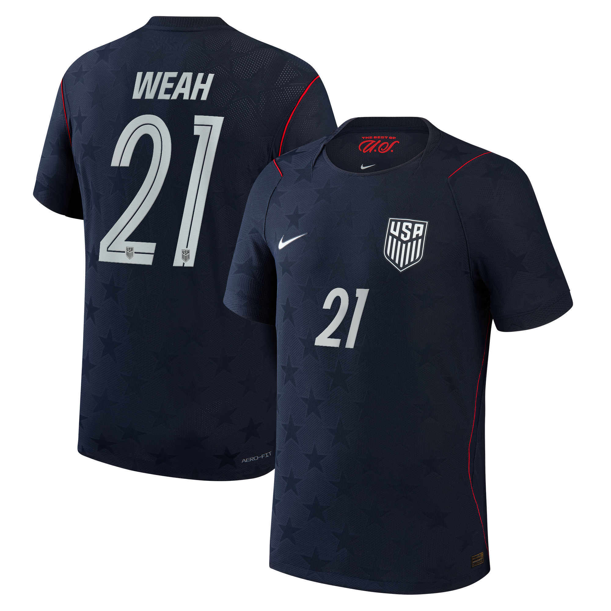 Men's Nike Timothy Weah Blue USMNT 2026 Away Match Authentic Jersey