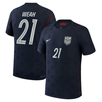 Men's Nike Timothy Weah Blue USMNT 2026 Away Match Authentic Jersey