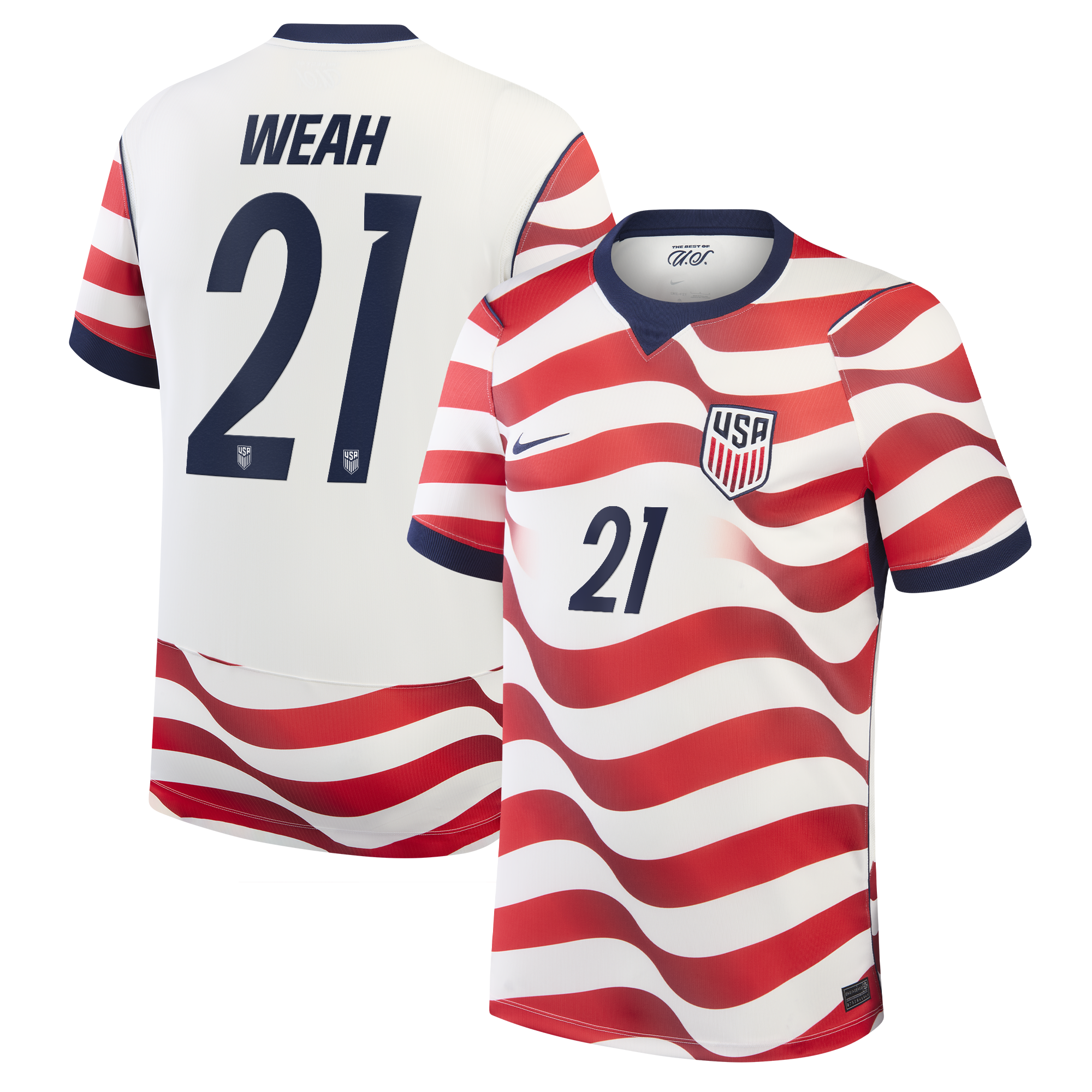 Men's Nike Timothy Weah White USMNT 2026 Home Stadium Replica Jersey