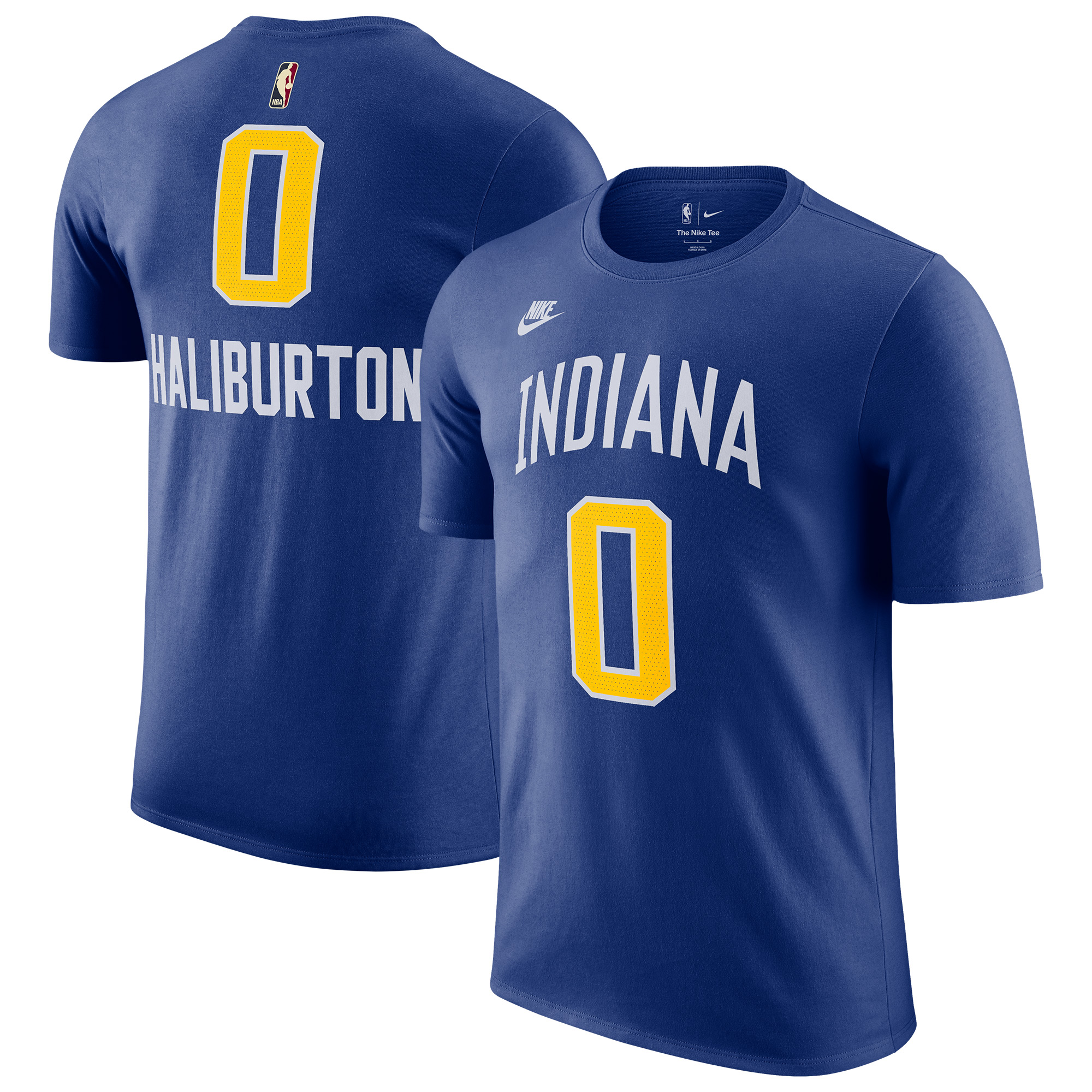 Men's Nike Tyrese Haliburton Royal Indiana Pacers Classic Edition Name & Number T-Shirt
